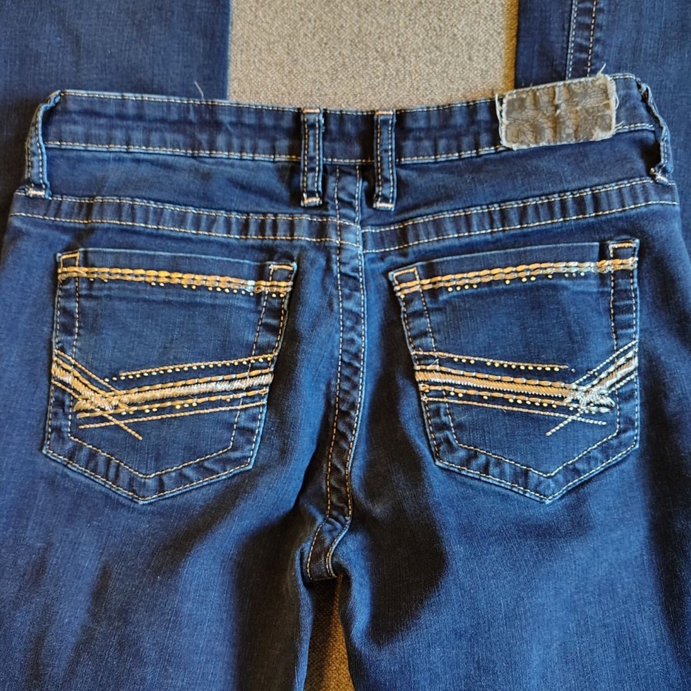 BKE Payton Blue Jeans Women 29x34 Heavy Stitch Low Rise Bootcut Flare Dark Wash - Picture 13 of 14